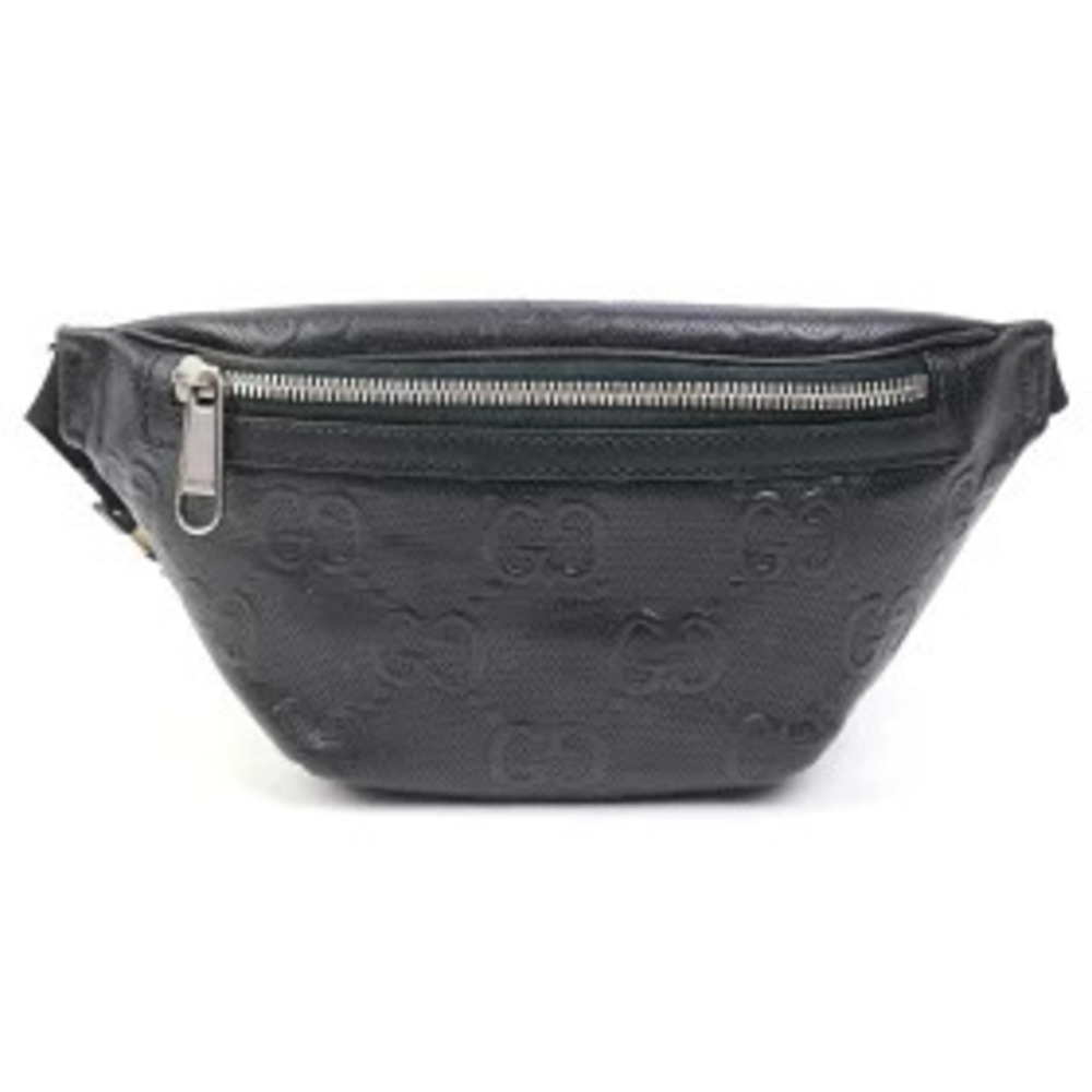 Gucci GG Embossed Belt Bag Black Calfskin Crossbody Shoulder - Picture 2 of 13